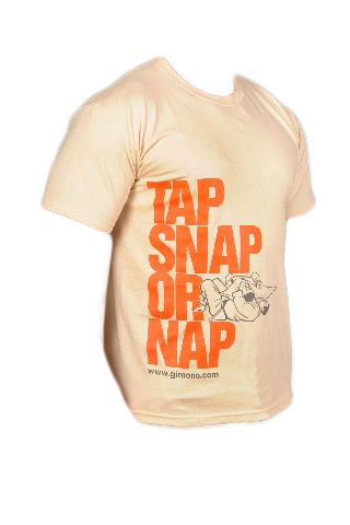 Tap snap or nap screen-printed tee in chalk by Gimono