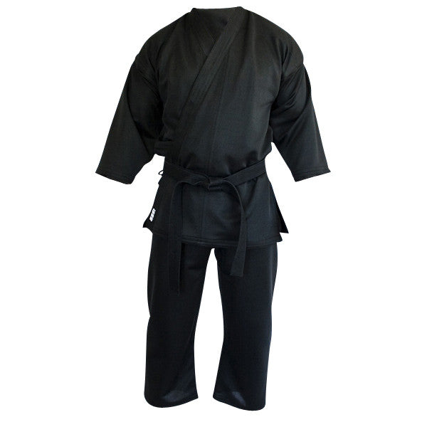 Karate gi black front view Gimono performance fightwear